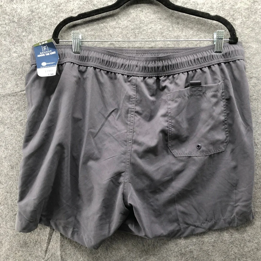 NWT‎ George Above The Knee Swim Shorts Mens XL Gray Mesh Lined Swim Trunks 6''